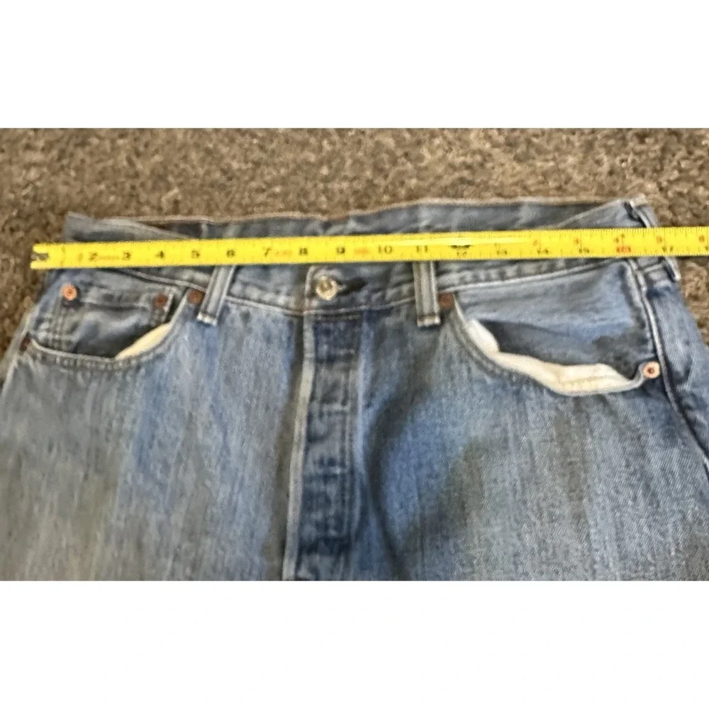 Levis 501 Button Fly Jeans 35x32 Blue Faded Worn Nice